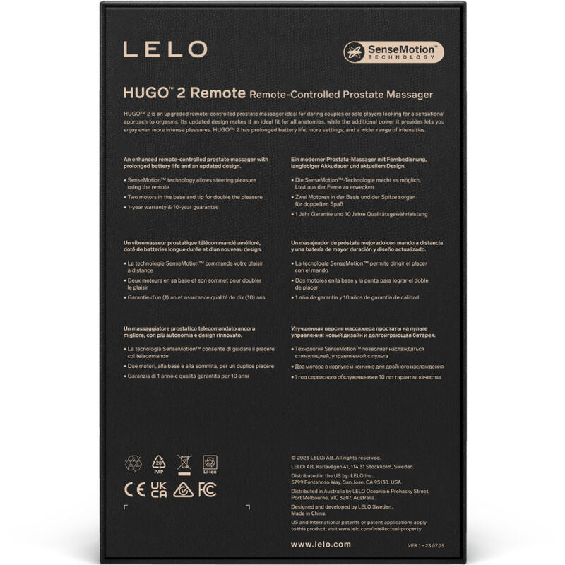 MASAJEADOR DE PRÓSTATA CON CONTROL REMOTO LELO - HUGO 2 VERDE