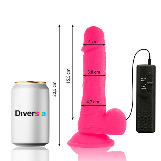 VIBRADOR REALÍSTICO DIVERSIA - DILDO FLEXIBLE ROSA 20.5 CM -O- 4.2 CM