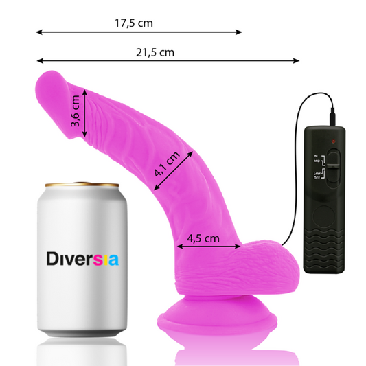 VIBRADOR REALISTICO DIVERSIA - DILDO FLEXIBLE LILA 21.5 CM -O- 4.5 CM