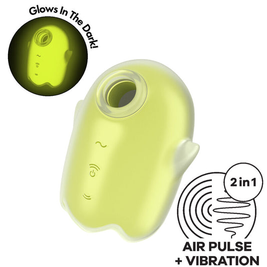 SUCCIONADOR SATISFYER - GLOWING GHOST AIR PULSE & VIBRADOR AMARILLO