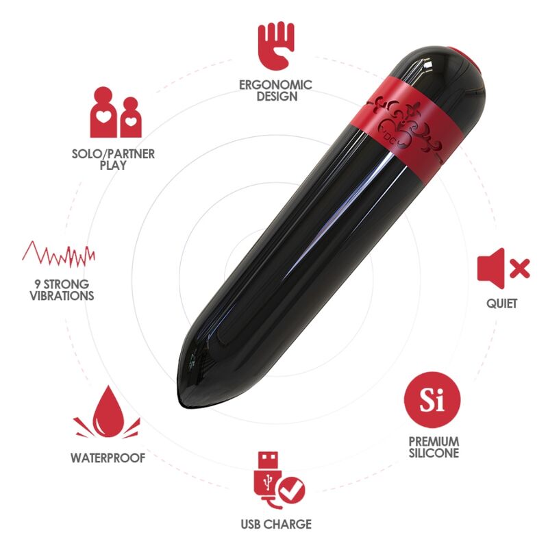 ROCKET BULLET BALA VIBRADORA CON CONTROL REMOTO NEGRO RECARGABLE USB