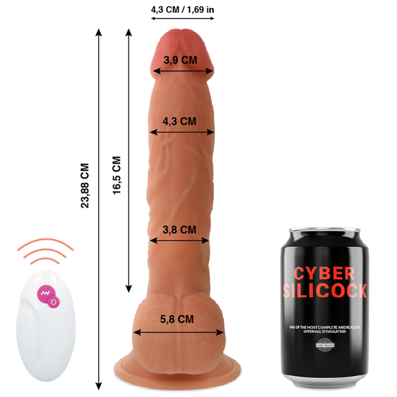 VIBRADOR REALISTICO CYBER SILICOCK - CONTROL REMOTO MASTER BEN 23.88 CM -O- 4.3 CM