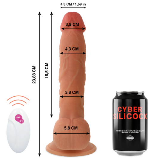 VIBRADOR REALISTICO CYBER SILICOCK - CONTROL REMOTO MR JOHN 23.88 CM -O- 4.3 CM