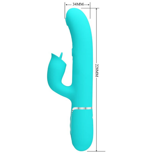 GIGI VIBRADOR RABBIT CON LICKING VERDE AGUA RECARGABLE USB