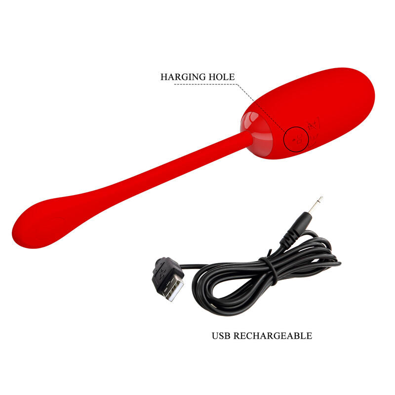 HUEVO VIBRADOR PRETTY LOVE - JULIUS IMPERMEBLE & RECARGABLE ROJO