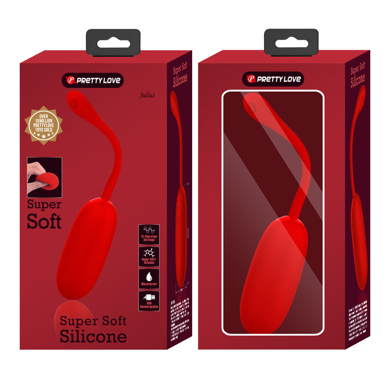 HUEVO VIBRADOR PRETTY LOVE - JULIUS IMPERMEBLE & RECARGABLE ROJO