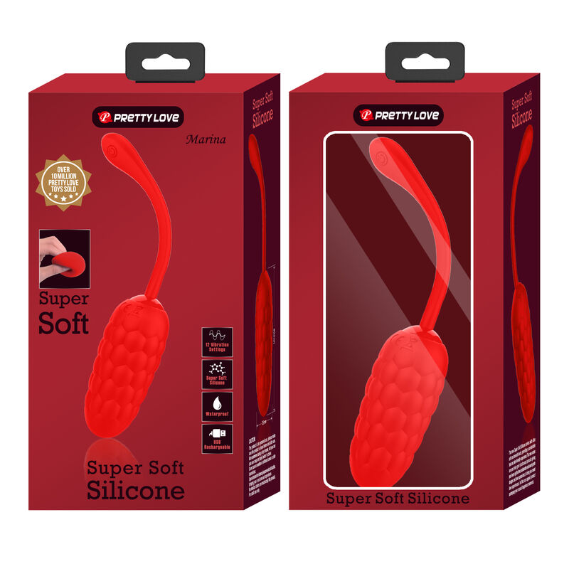HUEVO VIBRADOR CON TEXTURA MARINA RECARGABLE ROJO SIN CONTROL REMOTO