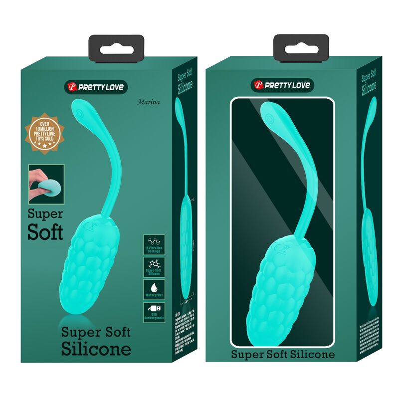 HUEVO VIBRADOR PRETTY LOVE - CON TEXTURA MARINA RECARGABLE VERDE AGUA