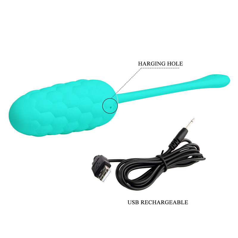 HUEVO VIBRADOR PRETTY LOVE - CON TEXTURA MARINA RECARGABLE VERDE AGUA