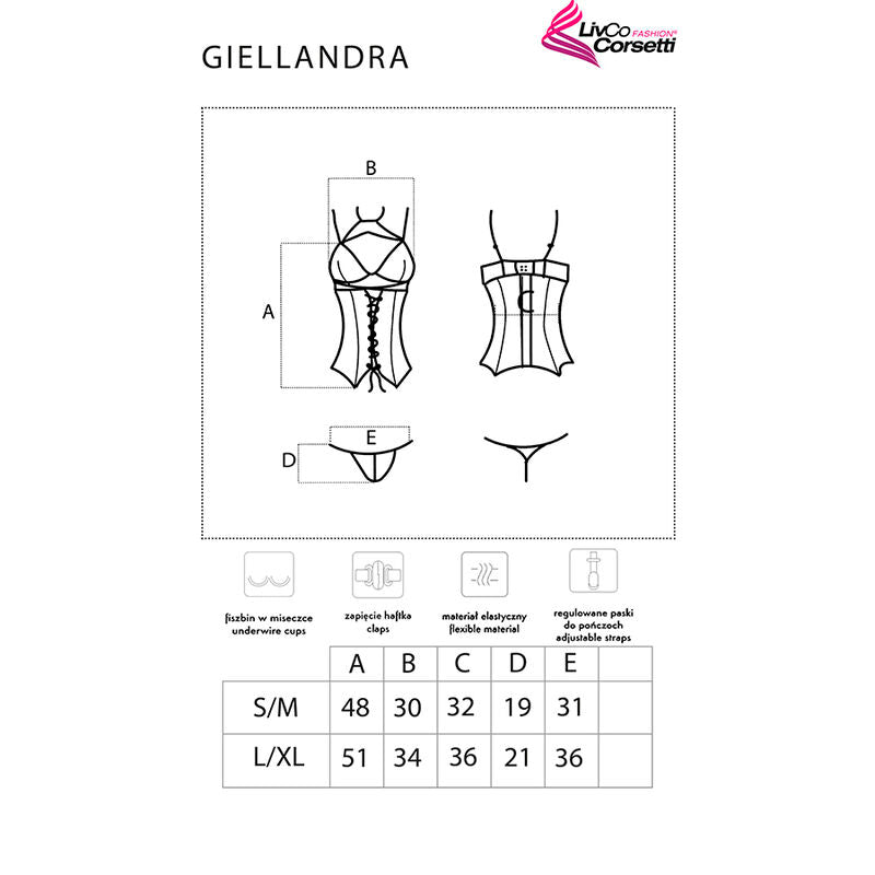 CORSET + PANTY LIVCO CORSETTI FASHION - GIELLANDRA FOR THE SENSES COLLECTION NEGRO