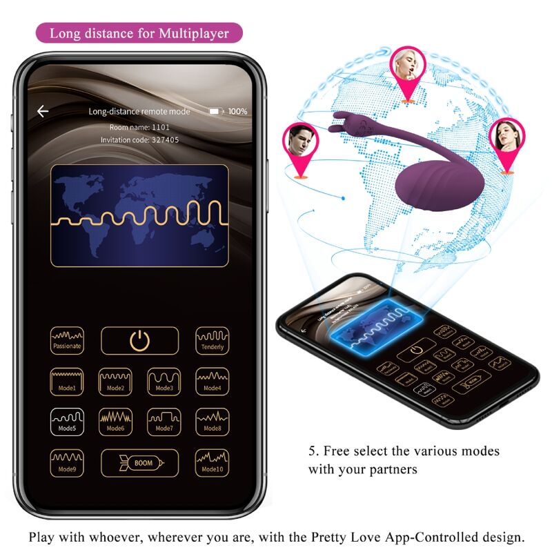 HUEVO VIBRADOR PRETTY LOVE - CATALINA APP + CONTROL REMOTO LILA
