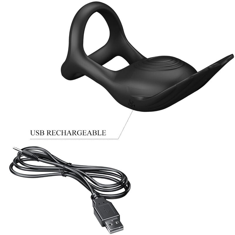 SILAS ANILLO VIBRADOR 7 FUNCIONES SILICONA NEGRO RECARGABLE USB