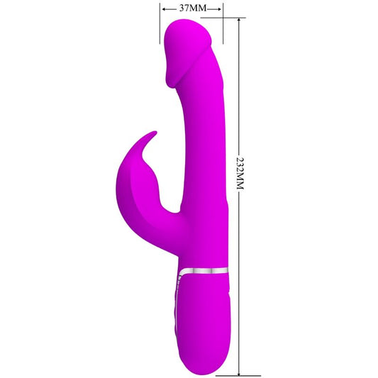 KAMPAS VIBRADOR RABBIT 3 EN 1 MULTIFUNCIÓN CON LENGUA FUCSIA RECARGABLE USB