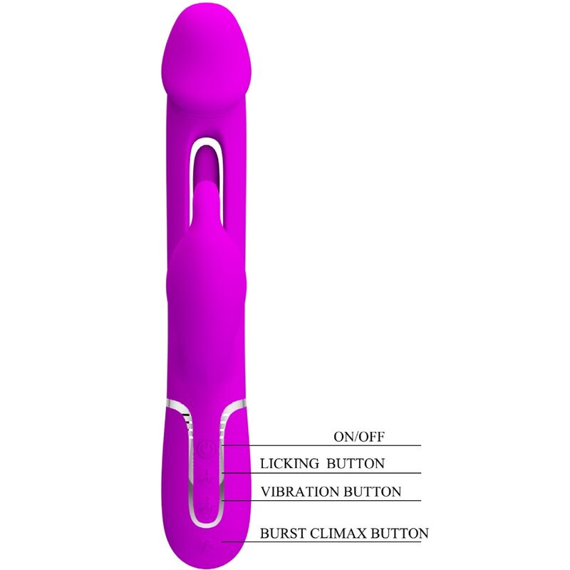 KAMPAS VIBRADOR RABBIT 3 EN 1 MULTIFUNCIÓN CON LENGUA FUCSIA RECARGABLE USB