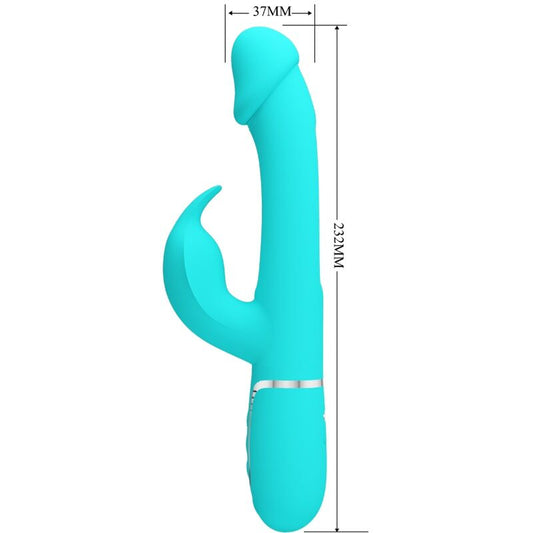 KAMPAS VIBRADOR RABBIT 3 EN 1 MULTIFUNCIÓN CON LENGUA VERDE AGUA RECARGABLE USB