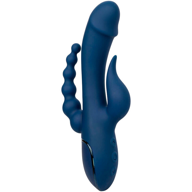 VIBRADOR RABBIT + ANAL TRIPLE ORGASM AZUL RECARGABLE USB