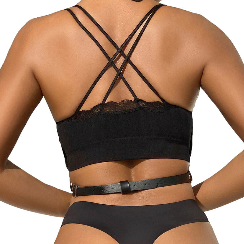 ARNÉS DE PECHO SUBBLIME - CADENAS CUERO NEGRO TALLA ÚNICA