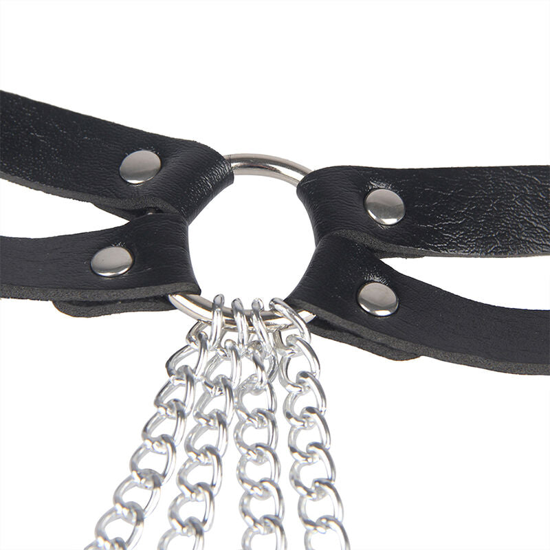 CINTURON DE CADENAS SUBBLIME - ANILLAS CUERO NEGRO TALLA ÚNICA