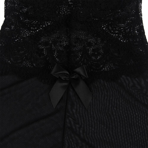 BABYDOLL SUBBLIME - TELA DE TUL DETALLE ENCAJE Y FLOR NEGRO S/M