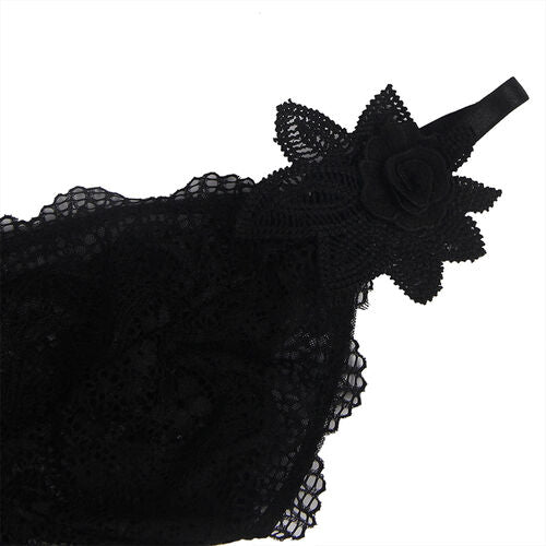BABYDOLL SUBBLIME - TELA DE TUL DETALLE ENCAJE Y FLOR NEGRO S/M
