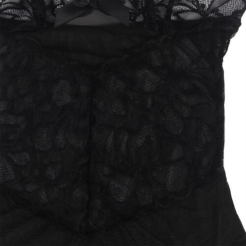 BABYDOLL SUBBLIME - CON TIRANTES AJUSTABLES Y ESTAMPADO FLORAL DE ENCAJE TRANSPARENTE NEGRO S/M