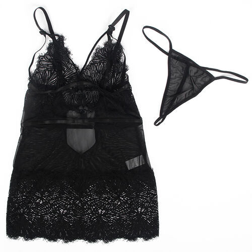 BABYDOLL SUBBLIME - CON TIRANTES AJUSTABLES DE ENCAJE NEGRO S/M
