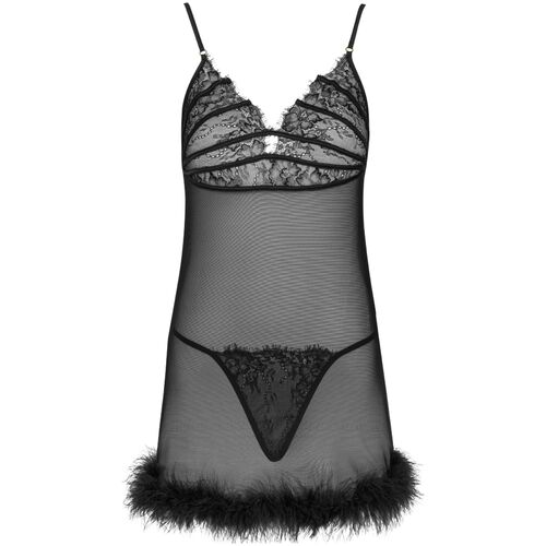 SET BABYDOLL + TANGA NEGRO LIVCO CORSETTI FASHION - ZERUNAM