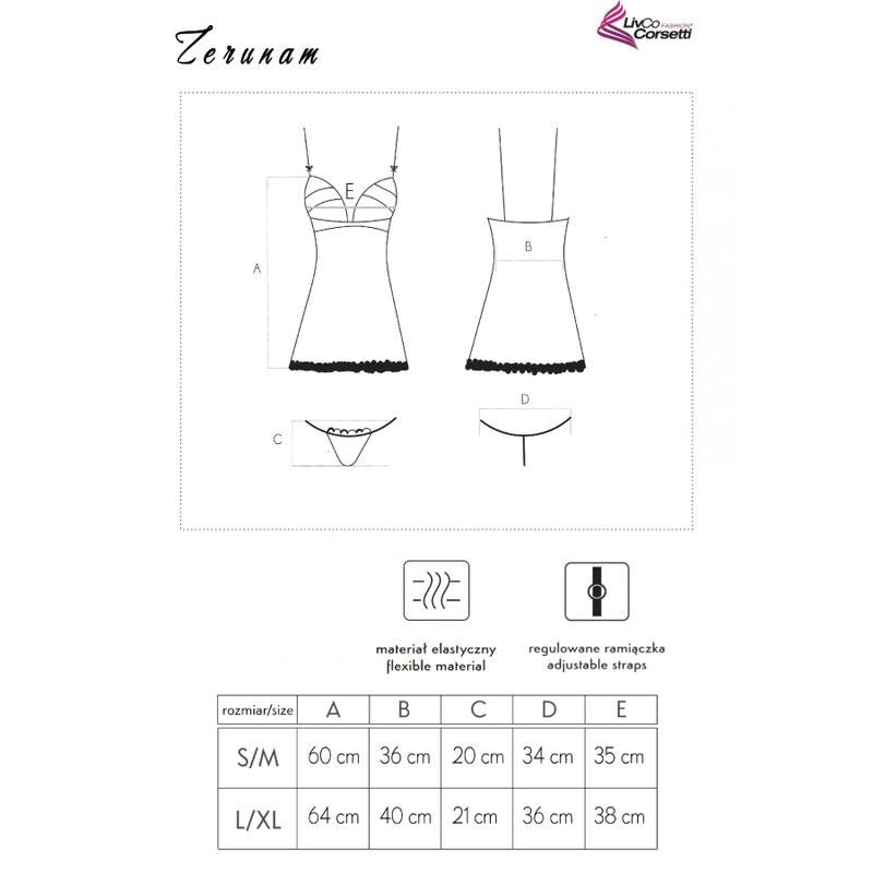 SET BABYDOLL + TANGA NEGRO LIVCO CORSETTI FASHION - ZERUNAM