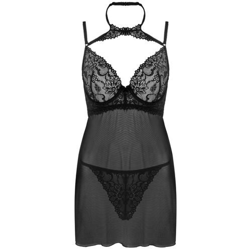 SET BABYDOLL + TANGA NEGRO LIVCO CORSETTI FASHION - BINELLA