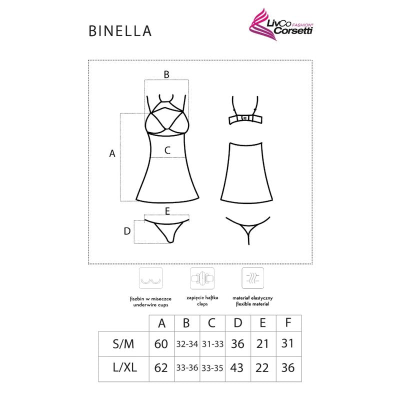 SET BABYDOLL + TANGA NEGRO LIVCO CORSETTI FASHION - BINELLA