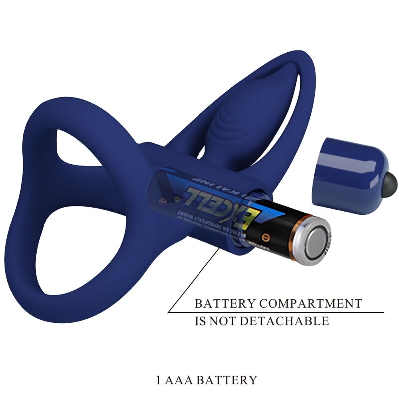 MAT DOBLE ANILLO CON VIBRACIÓN & ESTIMULADOR AZUL CON BATERÍA AAA