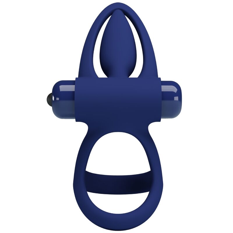 MAT DOBLE ANILLO CON VIBRACIÓN & ESTIMULADOR AZUL CON BATERÍA AAA