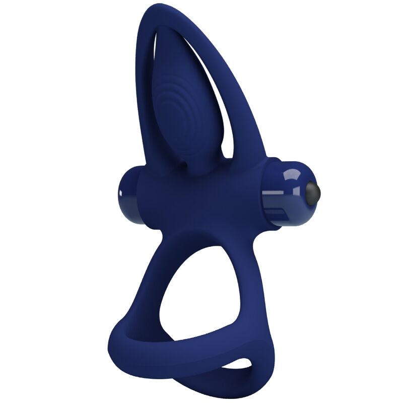 MAT DOBLE ANILLO CON VIBRACIÓN & ESTIMULADOR AZUL CON BATERÍA AAA