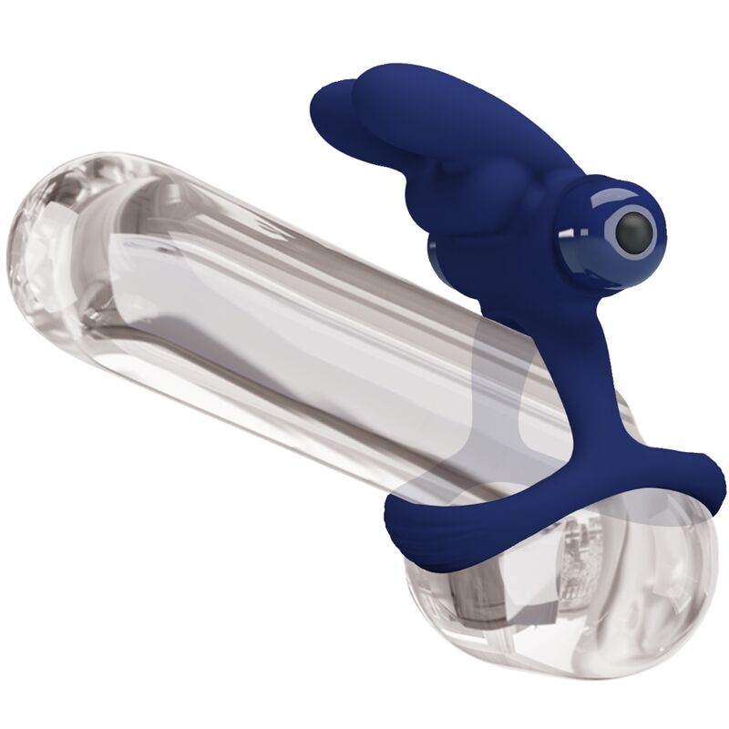 FRANCISCO DOBLE ANILLO VIBRADOR RABBIT AZUL CON BATERÍA AAA