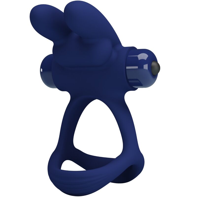 FRANCISCO DOBLE ANILLO VIBRADOR RABBIT AZUL CON BATERÍA AAA
