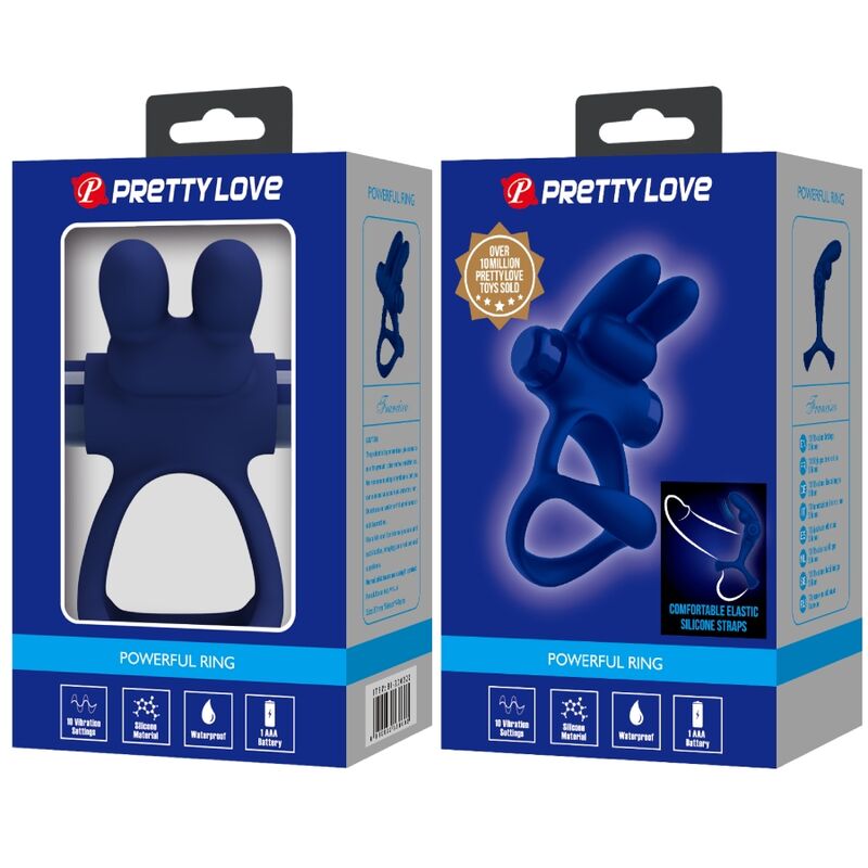 FRANCISCO DOBLE ANILLO VIBRADOR RABBIT AZUL CON BATERÍA AAA