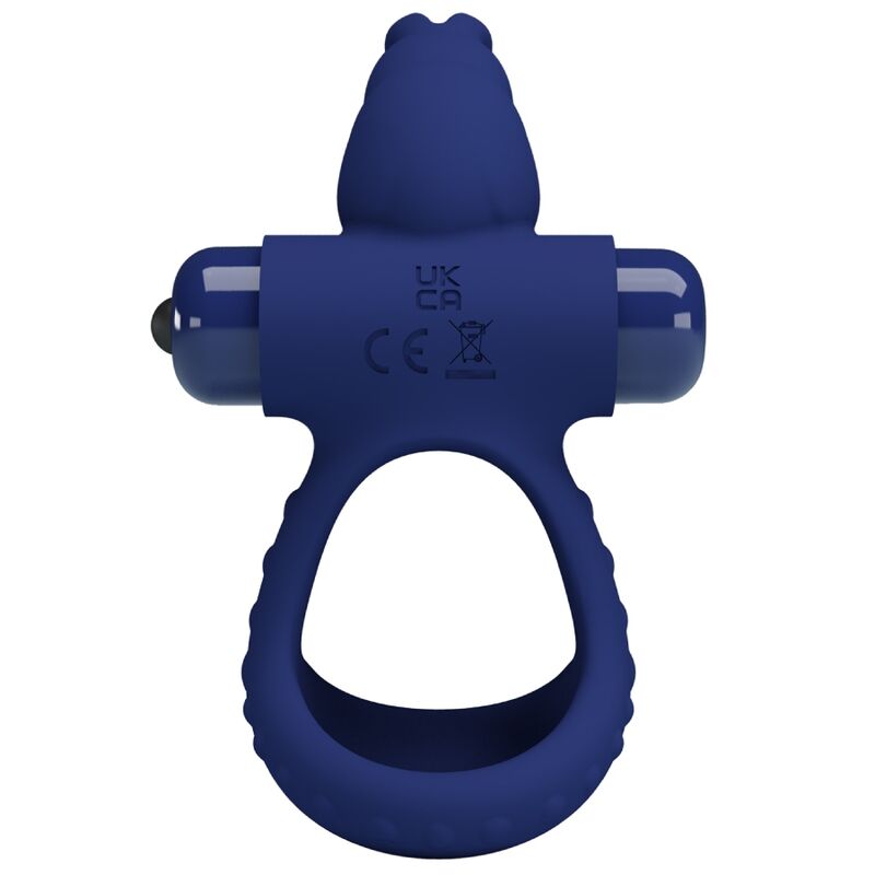 LUCHITO DOBLE ANILLO VIBRADOR RABBIT AZUL CON BATERÍA AAA