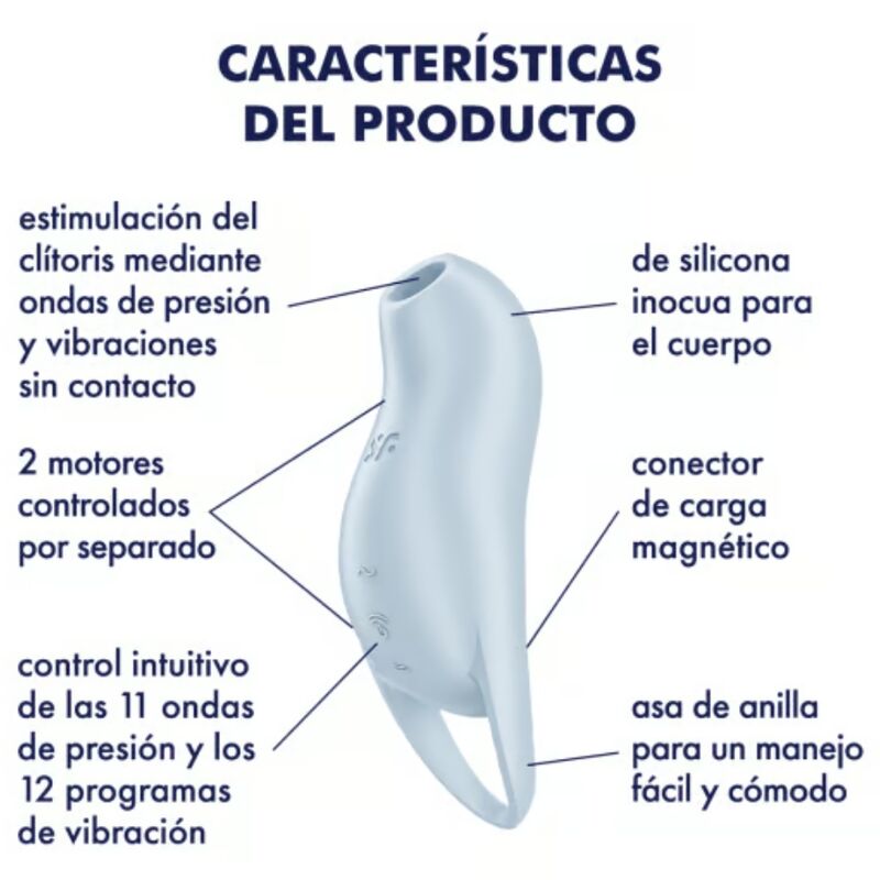 POCKET PRO 1 ESTIMULADOR Y VIBRADOR ONDAS DE PRESIÓN SATISFYER AZUL CLARO