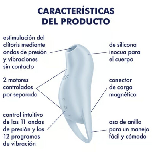 POCKET PRO 1  ESTIMULADOR Y VIBRADOR ONDAS DE PRESIÓN SATISFYER AZUL CLARO