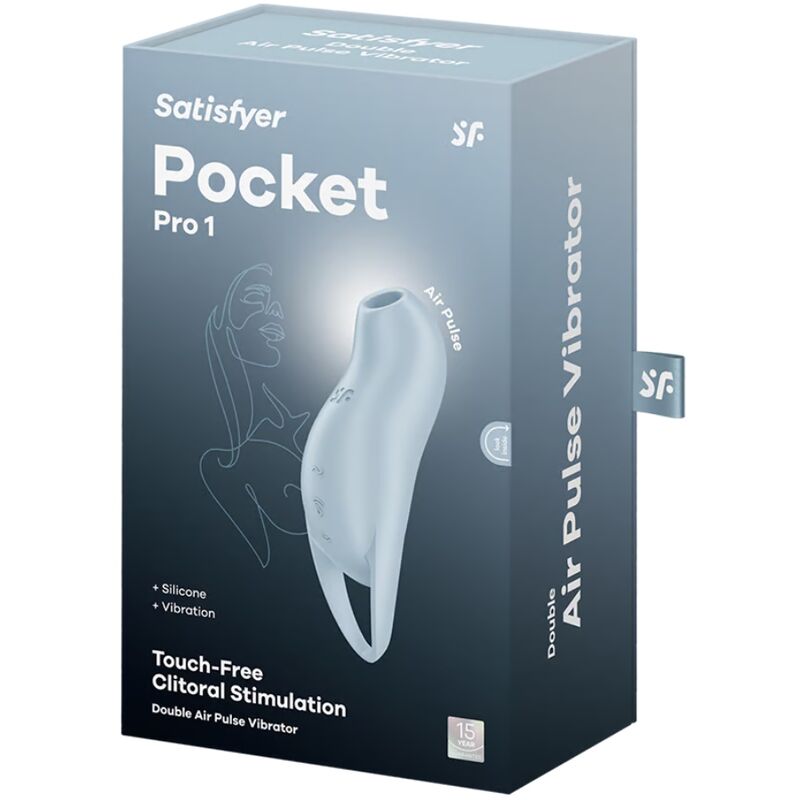 POCKET PRO 1 ESTIMULADOR Y VIBRADOR ONDAS DE PRESIÓN SATISFYER AZUL CLARO