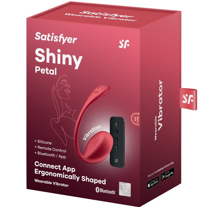HUEVO VIBRADOR SATISFYER - SHINY PETAL ESTIMULADOR PUNTO G CONTROL REMOTO ROJO APP GRATUITA