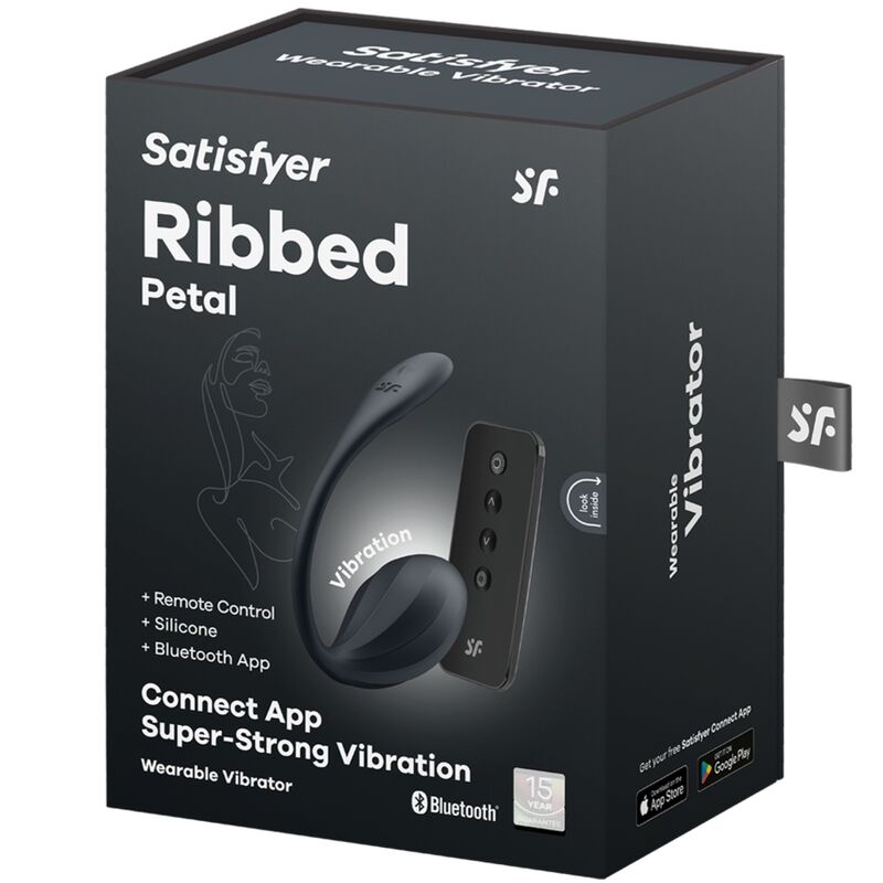 HUEVO VIBRADOR SATISFYER - RIBBED PETAL ESTIMULADOR PUNTO G CONTROL REMOTO NEGRO APP GRATUITA
