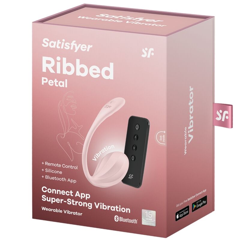 HUEVO VIBRADOR SATISFYER - RIBBED PETAL ESTIMULADOR PUNTO G CONTROL REMOTO ROSA APP GRATUITA