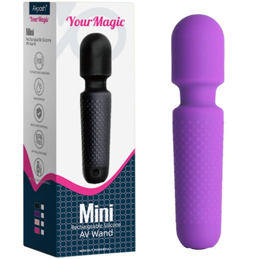 YOUR MAGIC MINI MASAJEADOR WAND RECARGABLE USB 10 VIBRACIONES SILICONA MORADO
