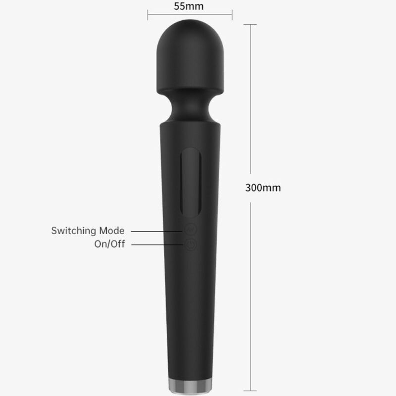 X POWER MASAJEADOR WAND 30CM LARGE 7 VIBRACIONES NEGRO