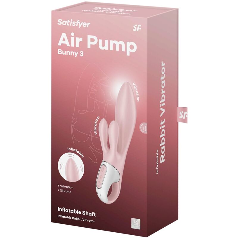AIR PUMP BUNNY 3 INFLABLE VIBRADOR RABBIT ROSA RECARGABLE USB SATISFYER