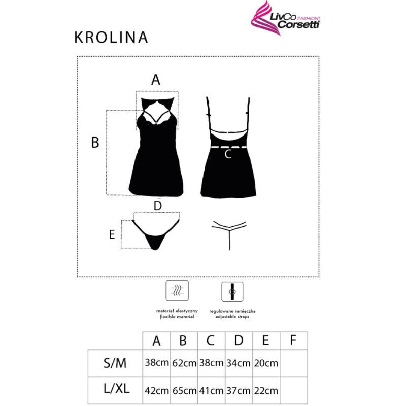 CHEMISE + TANGA NEGRO LIVCO CORSETTI FASHION - KROLINA LC 90734