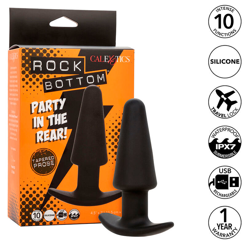 PLUG ANAL VIBRADOR CÓNICO SILICONA UNISEX RECARGABLE CALEXOTICS - ROCK BOTTOM