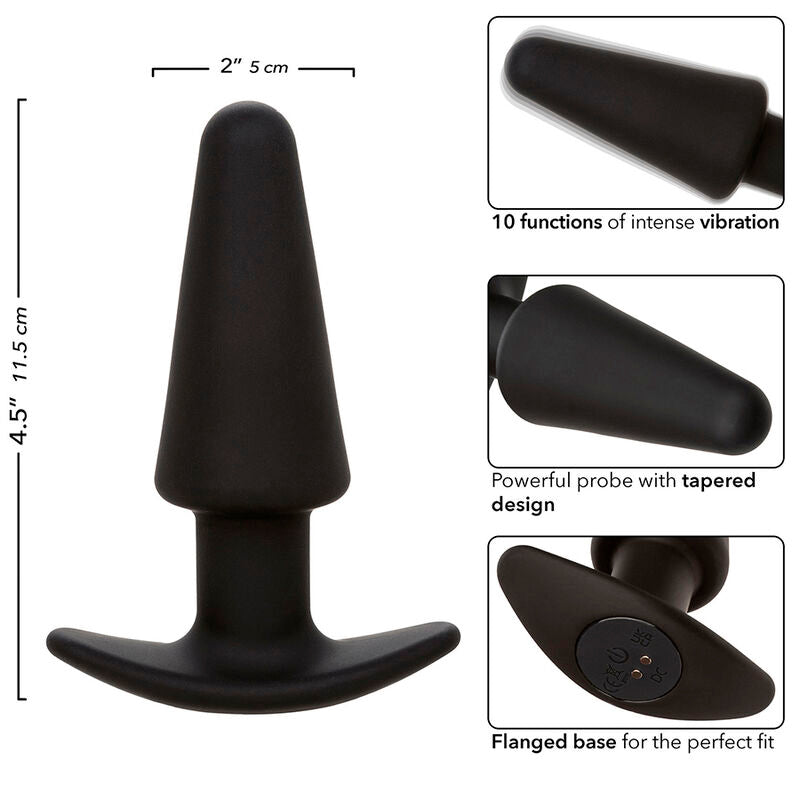 PLUG ANAL VIBRADOR CÓNICO SILICONA UNISEX RECARGABLE CALEXOTICS - ROCK BOTTOM