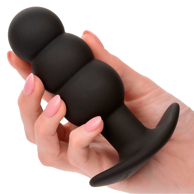 PLUG ANAL VIBRADOR CON CUENTAS CALEXOTICS - ROCK BOTTOM 10 VIBRACIONES SILICONA NEGRO